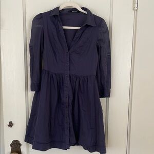 Anthropologie navy blue collared dress